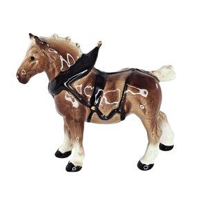 Hagen Renaker Miniature Draft Horse In Harness Figurine Gold Bobs *Tiny Chip*